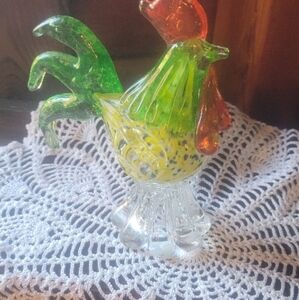 Colorful Glass Rooster Figurine